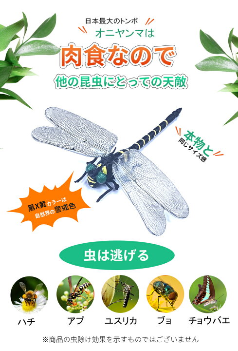 【送料無料☆】オニヤンマ おにやんま 虫除け 12cm 本物サイズ 蜂よけオニヤンマ 虫対策 おにやんまくん フィギュア リアル 蜻蛉 昆虫 虫 動物 模型 虫よけ トンボ 登山 キャンプ 釣り 衣服 玄関 室内装飾 安全ピン付き ストラップ付き ROUND-ERA 1個⭕️おにやんま エコ人気 オニヤンマ虫除け 害虫駆除 虫除けの天敵 トンボ