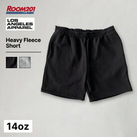 ロサンゼルスアパレル ハーフパンツメンズ HF02 14オンス ヘビーフリース スウェット 裏起毛 ウエストゴム ブランド ロスアパ アッシュ ブラック 日本未展開カラー M L XL