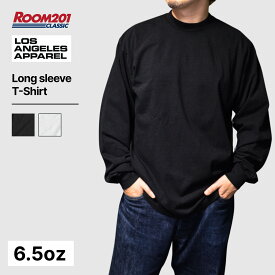 【スーパーSALE期間限定価格】ロサンゼルスアパレル ロンTユニセックス 長袖Tシャツ 厚手 ヘビーウェイト ガーメントダイ 1807GD 6.5oz 無地 ブラック ホワイト L XL
