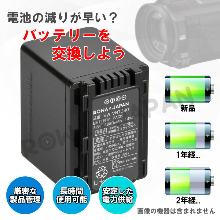 楽天市場】パナソニック対応 VW-VBT380-K 互換 ビデオカメラ 