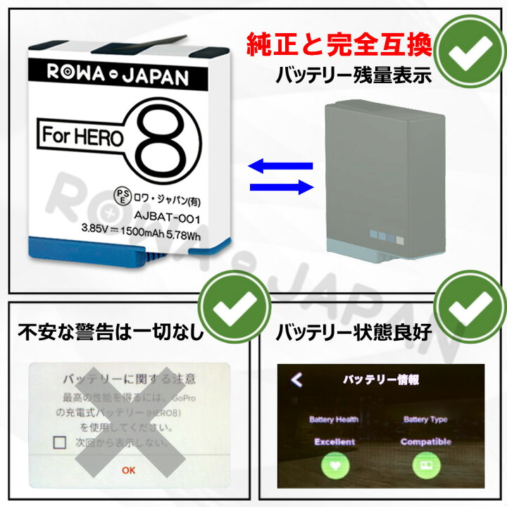楽天市場】【充電器セット】2個入り GoPro対応 ゴープロ対応 HERO8 