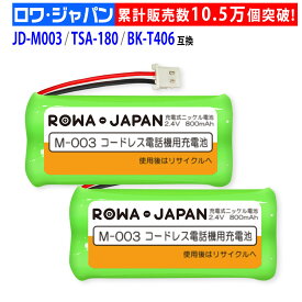 容量UP【2個セット】シャープ対応 M-003 JD-M003 JD-KS110 パナソニック対応 BK-T406 HHR-T406 互換 NTT対応 CT デンチパック 086 087 ニッケル水素電池 コードレス 子機 充電池 ニッケル水素充電池