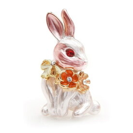 【送料無料】 うさぎブローチ 花飾り ウサギ フラワー ストーン 花 プレゼント ガーリー 可愛い ポップ レディース 人気 アニマルモチーフ アクセサリー おしゃれ 上品 エレガント キラキラ 動物 ギフト 誕生日 母の日 ホワイトデー クリスマス 入学式 卒業式 結婚式