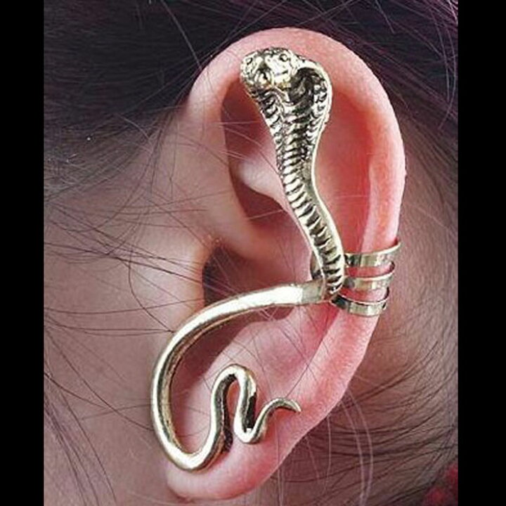 楽天市場 送料無料 ピアス 蛇 ヘビ スネーク イヤーカフ キングコブラ イヤーラップ メンズ かっこいい カッコイイ ロック パンク V系 ハロウィン 爬虫類 両生類 アクセサリー ロキシー工房 楽天市場店