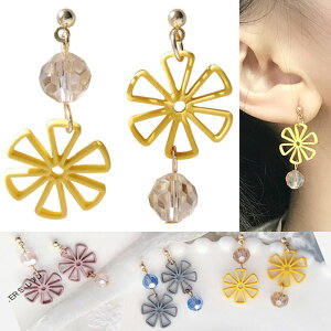 【送料無料】 ピアス 花 フラワー ストーン ワイヤー レディース カジュアル 大人 セクシー 可愛い カワイイ ビンテージ アクセサリー ガーリー シンプル ギフト プレゼント