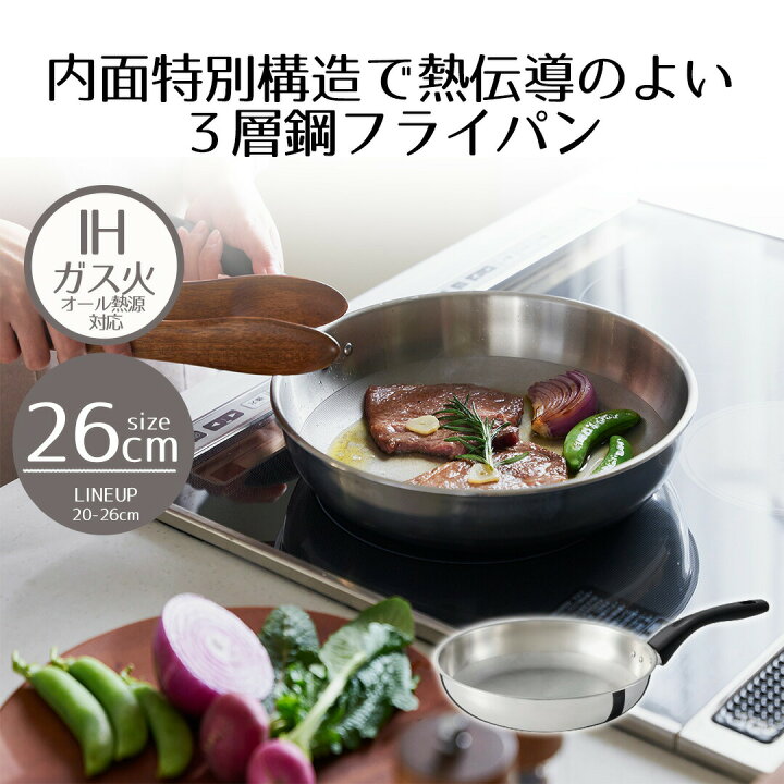 楽天市場】フライパン 26センチ ih ドットリッチ 3層鋼 | IH 26cm IH 