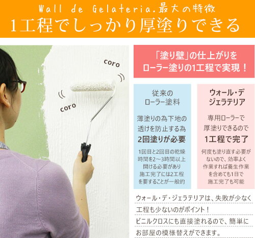 【珪藻土壁材塗料屋内用ゼオライト消臭防カビ調湿練済みオシャレ北欧インテリア】『ウォール・デ・ジェラテリア10kg』簡単DIYすぐ塗れる珪藻土塗料リフォームリメイク9カラーパステルカラー(B849)