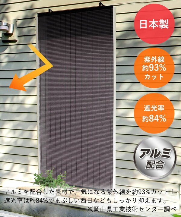 楽天市場 すだれ アルミ配合 省エネ コバルト 180cm 目隠し 屋外 ベランダ おしゃれ 室内 シェード マンション サンシェード 窓 日よけ 日よけシェード 外 カーテン 洋風 簾 日除け フック 遮光 室外 Uvカット 夏 スダレ 勝手口 日除けシェード 紫外線