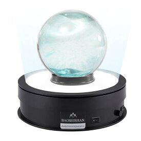 ターンテーブル 回転台 LEDライト付き 電動回転台 照明ターンテーブル 発光底面 ディスプレイスタンド 撮影 電動回転台 電動展示台 展示台 両方向回転が可能 照明付 黒い 110V (20cm)