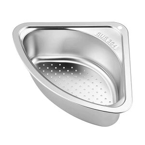 三角コーナー ステンレス シンクコーナー 浮かせる シンク ゴミ入れ 水切りネットホルダー 生ゴミ処理 (シルバー)