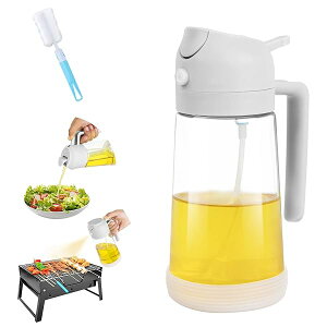 オイルボトル 料理用 オイルスプレー オイル差し 2in1オイルポット 調味料入れ 耐熱ガラス 霧吹き 液だれしない オイルミスト キッチン エアフライヤー用 オリーブオイル/食用油/醤油/酢適用