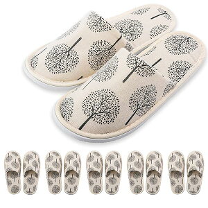 スリッパ 使い捨て 室内スリッパ 来客用 28cm 綿麻 軽量 厚底 プリントのスリッパ 滑り止め エステ ホテル用 業務用 旅行用 自宅用 5足入セット 個包装