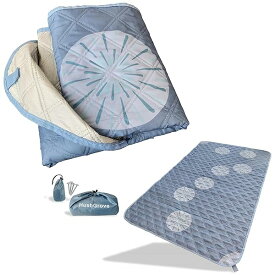 （ハッシュグローブ）花火大会 ピクニックシート 厚手｜ 防水 レジャーシートアルミフィルム｜専用収納袋付き｜防風 地面固定ペグ付き｜汚れにくい 敷物 ｜運動遊びデザイン付き (グレー・ブルー)