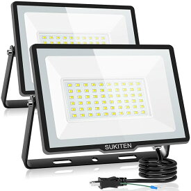 【驚異の明るさ・省電力】 投光器 led 屋外 作業灯 60W 2個セット 8000ルーメン 100V 極薄型 IP66防水 6500K 昼光色 高輝度 高放熱 120°広角 投光器ledライト 夜間作業 工事現場 工事用ライト 駐車場 ガレージ 倉