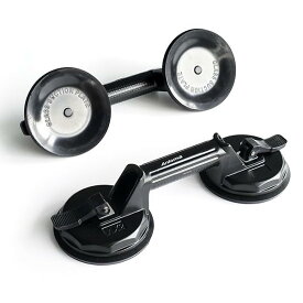 サクションリフター ガラス吸盤 強力 サクションカップ ダブルサクションカップ ワンタッチ吸盤式 耐荷重100kg ガラス運搬 荷物運搬 (黒、2個)