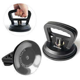 バキュームリフター 強力 ガラス 吸盤 サクションカップ ボディ凹み吸盤 ワンタッチ吸盤式 ガラス装着用 荷物運搬 アルミ合金 耐荷重55kg（黒、2個）