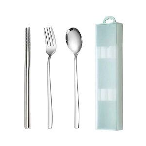 カトラリー 箸 スプーン フォーク 収納ケース 4点セット 18-8ステンレス製 弁当用 食器セット大人 学生用 カトラリー セット キャンプ アウトドア用 コンビセット 携帯便利 通勤 通学 プレゼ
