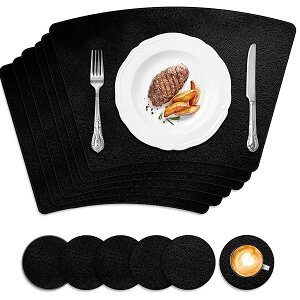 6枚ランチョンマットとコースターセット高質PVCレザー 和風 ト おしゃれ 華やか 飾り 清潔しやすい 丸洗いOK 撥水 防汚 断熱 滑り止め 大人 子供 対応 家庭 レストラン 用 屋外用(47cm×33cm、6