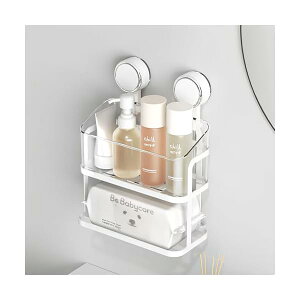 【送料無料】浴室収納 壁掛け収納 バスルーム収納 シャワー収納 吸着式壁掛け 強力吸盤 浴室とキッチンの収納棚 2段