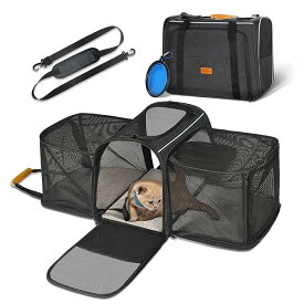 【送料無料】猫キャリーバッグ ペットキャリー 拡張可能 4way ペットハウス 中?大型猫用?小型犬?うさぎ用 ペットキャリー バッグ シートベルト 固定可能 折りたたみ 通気性臭 気がない 引っ掻き傷に強い 避難用/お出かけ/ドライブ/旅行/通院