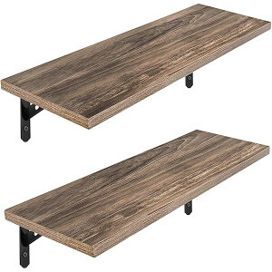 【送料無料】ウォールシェルフ 壁掛け棚 (防水 防カビ 壁 棚 ラック 幅42cm×奥行15cm) 防虫 滑らか 2個セット おしゃれ 木製 玄関/キッチン/洗面所/寝室 取り付け簡単 吊り穴 日本語取扱説明書