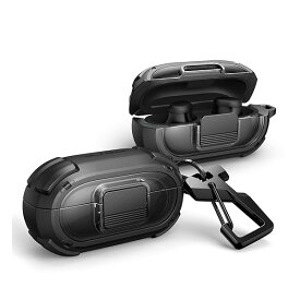 【送料無料】Beats Solo Buds（2024年モデル）用 耐衝撃ロック付きケース カラビナ＆キーリング＆クリーナーキット付き 落下防止設計の頑丈バンパーケース(ブラック)