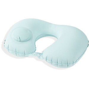 【送料無料】ネックピロー コンパクト 飛行機 枕 昼寝枕 オフィス、自宅で休む、海外旅行 便利グッズ エア枕 首枕 (ライトブルー)