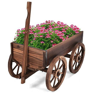 【送料無料】馬車プランター 植木鉢 鉢 プランター 可移動 花台 鉢植え 木製 大型 馬車の形 ハンドル付き 高さ調節可能 幅120x奥行43x高さ53.5cm 植物育成 花栽培 野菜栽培 園芸 ガーデン用品 屋