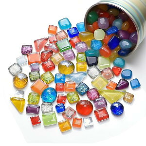 【送料無料】ガラスモザイクタイル 500g 入り 工芸品バルク各種色ランダム 不規則カット DIY 内装 デコレーション ハンドメイド クラフト(多色ミックス)