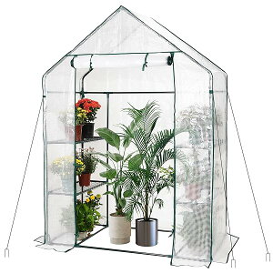 【送料無料】ビニールハウス 家庭用 ビニール温室 小型 家庭菜園 寒さ/霜/雨/風対策 温室 ビニール 虫/鳥よけ 家庭用ビニールハウス 窓/暖簾/ペグ付 チャック開閉 温室ハウス 工具不要 組立