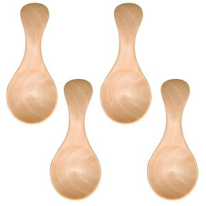【送料無料】木製スプーン 小さな木製スプーン (4個セット) ティースプーン 調味料 ハニー コーヒー マスタード 砂糖塩調味料さじ スイーツアイススプーン 天然木