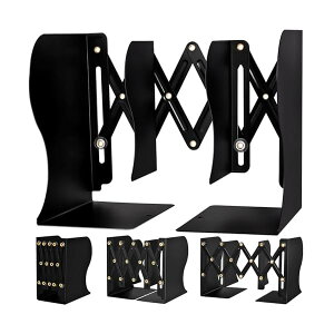 【送料無料】ブックエンド 伸縮 ブラック 卓上本棚収納 本立て 倒れない ブックスタンド おしゃれ 金属製 本 仕切りスタンド 雑誌 書類整理 教科書 CD新聞ファイル 書斎 事務用品 学習 文房