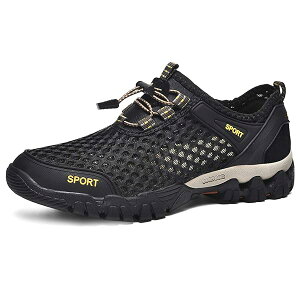 【送料無料】マリンシューズ メンズ ウォーターシューズ アクアシューズ 水陸両用シューズ 釣り 靴 アウトドアシューズ 登山靴 トレッキングシューズ 厚底 滑り止め 軽量 通気 速乾 黒い 26.