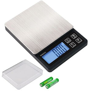 【送料無料】(ボマタ) はかり デジタル キッチン 0.01g単位 最大計量1kg コンパクト 風袋引き 計数機能 ステンレス鋼 計量器 スケール 測り 【料理 お菓子 宝石 粉】B604D 乾電池式 黒…