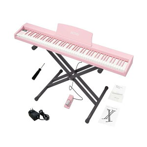 【送料無料】電子ピアノ 88鍵盤 ピアノ 木製 88鍵 電子ピアノスタンドセット 携帯 Piano MIDI対応 ポータブルピアノ 初心者 子供 ペダル付き Xホルダ付き 持ち運び 白