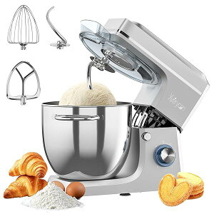 【送料無料】スタンドミキサー 6L 大容量 業務用 家庭用 多機能 肉挽き機&ジューサー付属 卓上ミキサー 6段階スピード調節 3種類アタッチメント付き 肉挽き器カッター パン捏ね ケーキ/離
