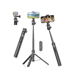 【送料無料】スマホ 三脚 自撮り棒 172cm 収納一体型 セルカ棒 長い じどり棒 軽量 ロング 卓上三脚 コンパクト 遠隔リモコン付き スマホスタンド 安定 コールドシュー iPhone/Android/アクション