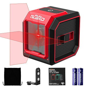 【送料無料】レーザー墨出し器 レーザークラスII 自動補正 水平機能 傾斜モード 持ち運び便利 操作簡単 振り子がロック 収納バック付き 電池x2 360°L型マウント付き(レッド)