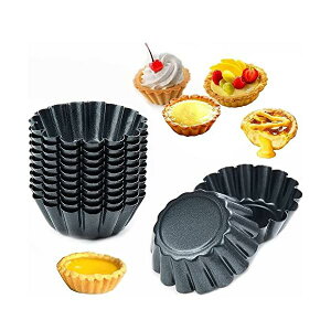 【送料無料】ミニ エッグタルト型 炭素鋼 繰り返し使え ミニパイ型 裏地付き型 お菓子用 円形 DIY製菓用品 耐熱 耐油 家庭用 ベーキングツール 12個セット 直径6.5cm