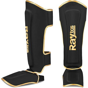 【送料無料】レガースボクシング 足サポーター キックボクシング レッグガード すね当て 格闘技 空手 防具 プロテクター 3色・2サイズ展開 (黒金, M)