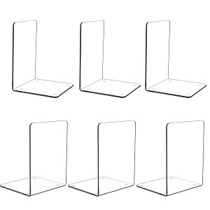 【送料無料】プラスチックアクリルブックエンド ペアオーガナイザー 本棚 装飾 寝室 図書館 オフィス 学校用品 文房具ギフト(6PCS)