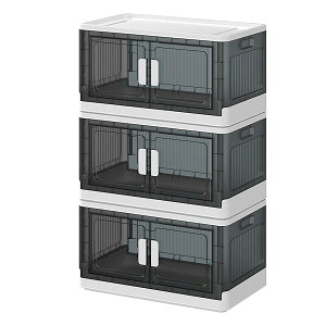 【送料無料】収納コンテナ 折りたたみ 左右開き式 大容量 収納ボックス 折り畳み 蓋付き 収納 衣類 布団 洋服 衣装 ケース 耐荷重 積み重ね キャスター付き 三個セット(Mサイズ:48*31*90cm)