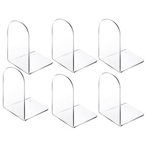 【送料無料】6pcsブックエンド アーチ型設計 倒れないアクリル製卓上ブックスタンド - 本立て/本棚/デスク両用 耐荷重滑り止め 子供向け書籍整理 オフィス収納