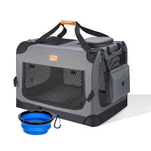 【送料無料】ペットキャリー 犬 キャリー クレート 多面メッシュ 中型犬・小型犬・猫2匹・犬用キャリーケース 折りたたみ 通気性 防水 車載/旅行/避難/アウトドア/室内休憩/帰省で活用/キャ