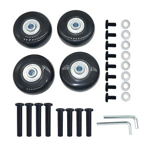 【送料無料】静音車輪シリーズ スーツケース、ショッピングカート、キャリーバッグなどの交換タイヤセット修理用キャスター交換 DIY修理交換キット (直径45mm 4個) ブラック