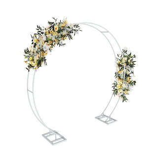 【送料無料】ガーデンアーチ 屋外 つるバラ 大型 ガーデニング 白 錆びない アイアン フラワーアーチ バルーン 飾り 結婚式 土台付き 室内用 幅240cm