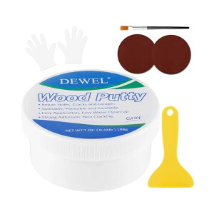 【送料無料】木工パテ 穴埋めパテ パテ 198g ウッドパテ 木材補修用パテ 補修パテ 木製テーブル、戸棚、床、ドアの亀裂など補修 フローリング 補修 ブラシ付き スクレーパー付き サンドペー