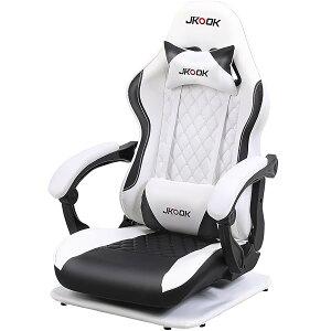 【送料無料】JKOOK ゲーミングチェア 座椅子 ゲーミング座椅子 通気性 振動機能 ゲーム用チェア リクライニング 回転座面 ハイバック ヘッドレスト ランバーサポート ひじ掛け付き PUレザー