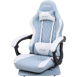 【送料無料】JKOOK ゲーミングチェア 座椅子 ゲーミング座椅子 通気性 振動機能 ゲーム用チェア リクライニング 回転座面 ハイバック ヘッドレスト ランバーサポート ひじ掛け付き PUレザー