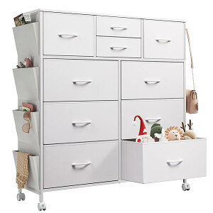 【送料無料】チェスト タンス キャスター付き サイドポケット付き 4段10杯 箪笥 ハイチェスト チェスト4段 リビング収納 おしゃれ 収納チェスト 引き出し 大容量 洋服タンス 布製 衣類収納